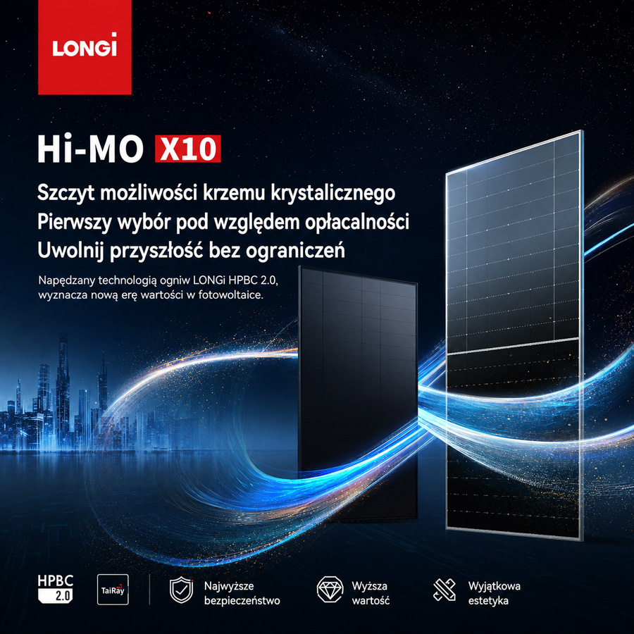 Panel LONGi Hi-MO X10 z technologią ograniczania strat przy zacienieniu