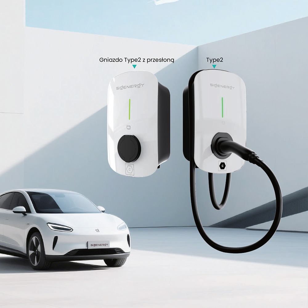 Ładowarki Sigen EV AC Charger z gniazdem Type 2 oraz podłączonym przewodem