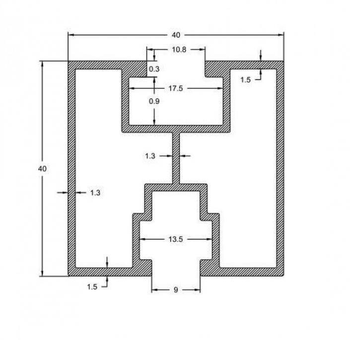 Szyna Alu profil montażowy 2400mm 40x40 (2)