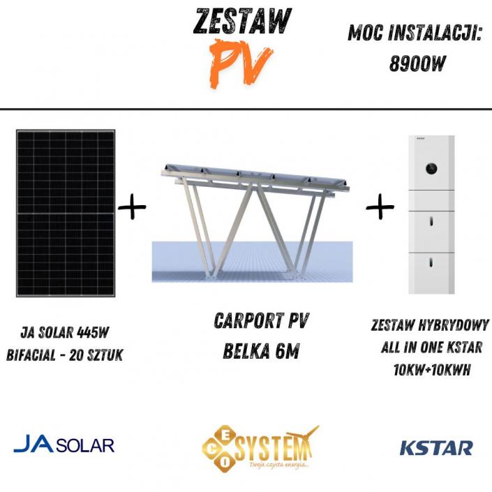 Zestaw PV,  Carport + Ja Solar  + All In One  KStar 10kW + 10kWh (1)