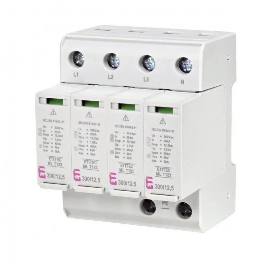 Ogranicznik przepięć ETI AC T1+T2+T3 300/12,5A 4P -zdjęcie numer 1