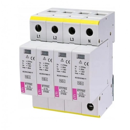 Ogranicznik przepięć ETI AC T2+T3 275/20 4+0 2p -zdjęcie numer 1