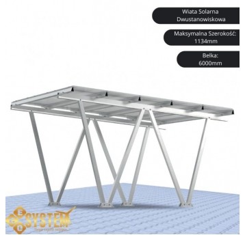 Carport fotowoltaiczny 6000mm Dwustanowiskowy